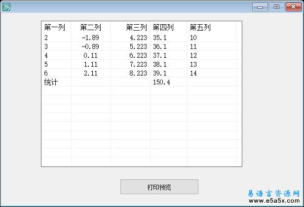易语言超级列表框尾部添加合计